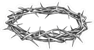 Black and White Crown Of Thorns Sticker