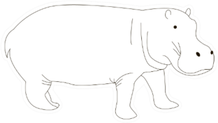 Black And White Cute Outline Hippo Sticker