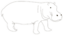 Black And White Cute Outline Hippo Sticker