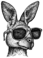 Black And White Engrave Kangaroo Illustration Sticker