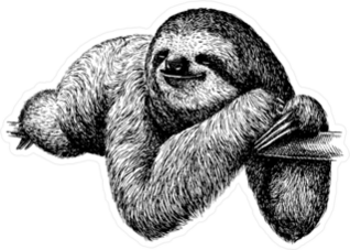 Black And White Engraved Sloth Sticker