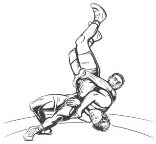 Black And White Freestyle Wrestling Hand Drawn Sticker