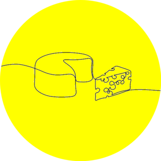 Black And White Сheese In Continuous Line Sticker