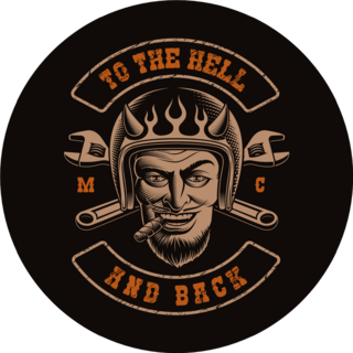 Black And White Illustration Of A Devil Biker Sticker