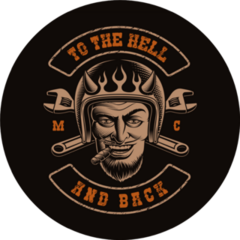 Black And White Illustration Of A Devil Biker Sticker