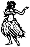 Black And White Illustration Of Dancing Hula Girl Sticker