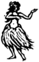 Black And White Illustration Of Dancing Hula Girl Sticker
