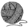Black And White Knitting Ball Of Yarn Sticker