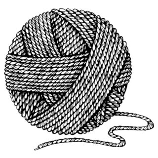 Black And White Knitting Ball Of Yarn Sticker