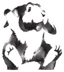 Black And White Monochrome Painting Rabbit Sticker