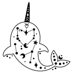 Black And White Ocean Narwhal Sticker