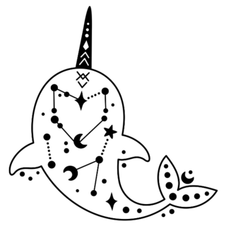 Black And White Ocean Narwhal Sticker