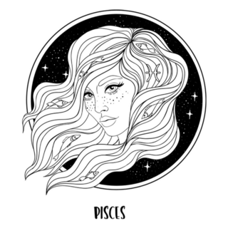 Black And White Pisces Astrological Sticker