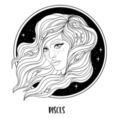 Black And White Pisces Astrological Sticker