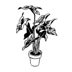 Black And White Plant In Pot Sticker