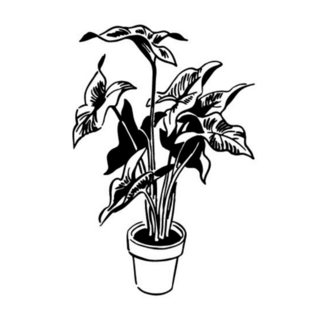 Black And White Plant In Pot Sticker