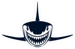 Black And White Shark With Open Jaws Sticker