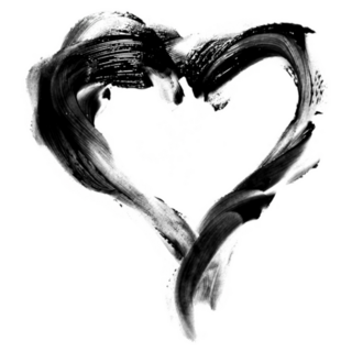 Black And White Silhouette Of Heart Oil Paint Sticker
