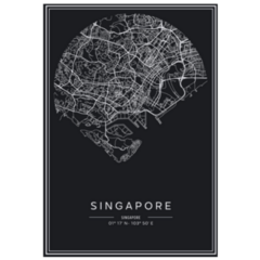 Black And White Singapore City Map Sticker