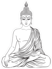 Black And White Sitting Buddha Sticker