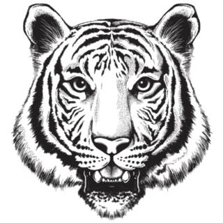 Black And White Sketch of a Tiger Sticker
