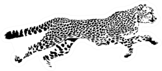 Black And White Sketch Of Running Cheetah Sticker