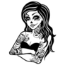 Black And White Skull Candy Girl Illustration with Tattoos