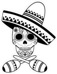 Black And White Sugar Skull Sticker