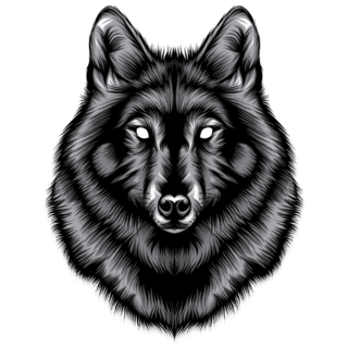 Black and White Wolf Illustration Sticker