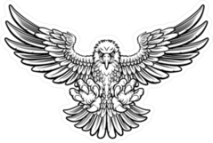Black And White Woodcut Style American Bald Eagle Sticker
