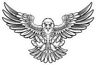 Black And White Woodcut Style American Bald Eagle Sticker