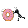Black Ant Rolling A Donut Sticker