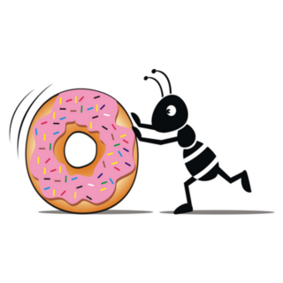 Black Ant Rolling A Donut Sticker