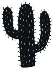 Black Cactus and Needles Silhouette Sticker
