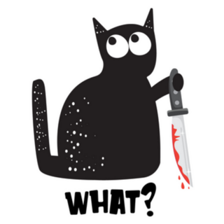 Black Cat And Knife What? Halloween Sticker