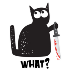 Black Cat And Knife What? Halloween Sticker