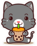 Black Cat Eating Boba Bubble Milk Tea Sticker