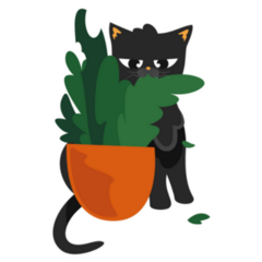 Black Cat Eating House Plant Sticker