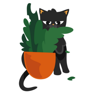 Black Cat Eating House Plant Sticker