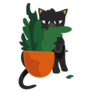 Black Cat Eating House Plant Sticker