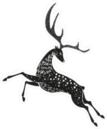Black Christmas Deer Sticker
