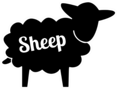 Black Contour Farm Sheep Icon Sticker
