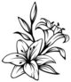 Black Contour Of Lily Flowers Sticker
