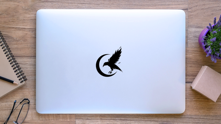 Black Crow Logo Sticker on a Laptop (New) example