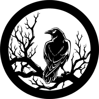 Black Crow Sitting At Night On A Tree Branch Sticker