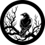 Black Crow Sitting At Night On A Tree Branch Sticker