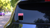 Black Donut Dripping Sticker  on a Rear Car Window (New) example