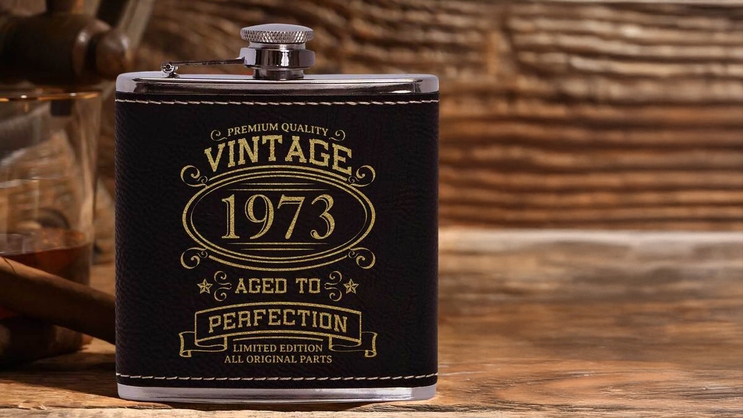 Black Flask With Birthday Greeting Engraved