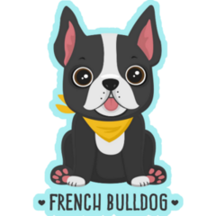Black French Bulldog Scarf Sticker
