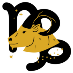Black & Gold Capricorn Symbol Sticker